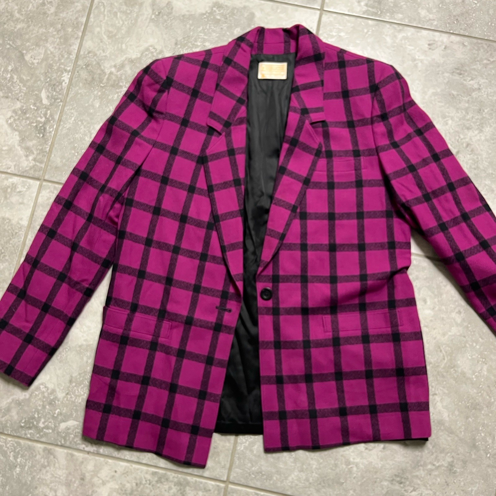 Pendleton VTG Button Virgin Wool Blazer Plaid Bla… - image 6