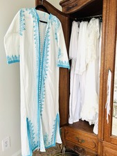 Handmade Vintage Moroccan Embroidered Maxi Kaftan Size large