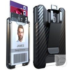 Badge Holder, ID Card Holder with Metal Clip - Durable Polycarbonate Holds 1 to