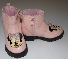 DISNEY JUNIOR MINNIE MOUSE PINK GLITTER ANKLE BOOTS SZ: 7 