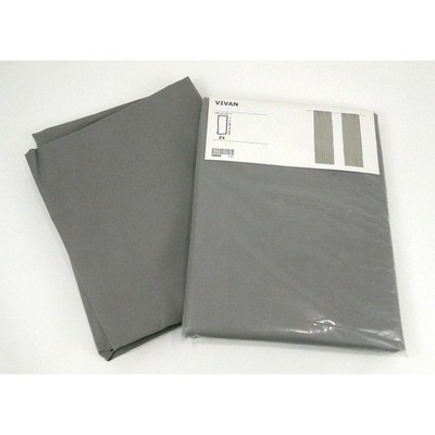 IKEA Vivan Curtains Gray 57x98.5 3 Panels Solid Opaque Polyester Cotton Drapes