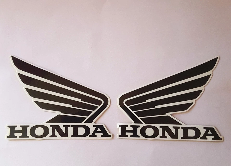 2 x Honda Emblem Schriftzug Aufkleber OVP Schwarz/weiß 75 x 93mm neu #7