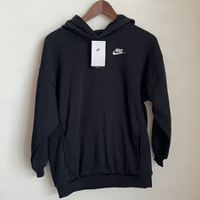 NWT Nike Black Hoodie Kids Large Club Fleece Pullover Sweatshirt Sportswear