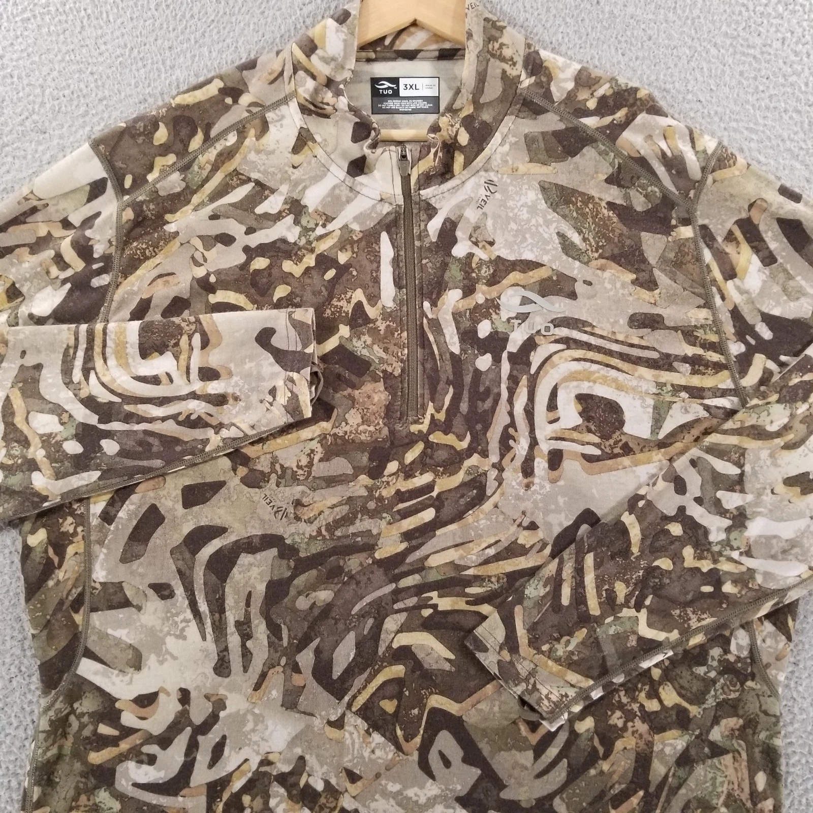 TUO Kinetic Merino 250 Base Layer Mens 3XL Camo Wool 1/4 Zip Pullover Verse