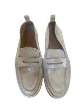 Vionic Uptown Loafer Gold Sparkle Leather Arch Support Cushioning Size 8