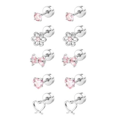 Sensitive Ears Friendly Flat Back Stud Earrings Surgical Steel Allergy Resistant