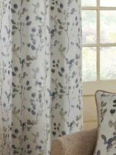 NEXT Natural blue honsty leaf eyelets Blackout/Thermal Curtains W117 DROP137CM