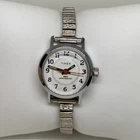 Vintage Timex mechanical wind up watch silver tone 25mm  stretch band works