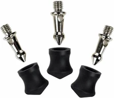 Desmond Set of 3 3/8" Brass Universal Tripod Spikes & Rubber Boots Foot Feet DCF