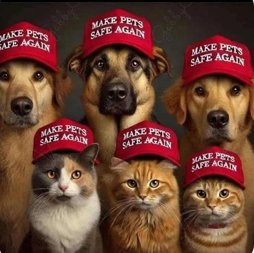 MAKE PETS SAFE AGAIN MAGA MEME FRIDGE MAGNET 4.25" X 4.25"
