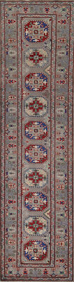 Vibrant Color Geometric Kazak Pakistani 13 ft. Runner Rug 3x13