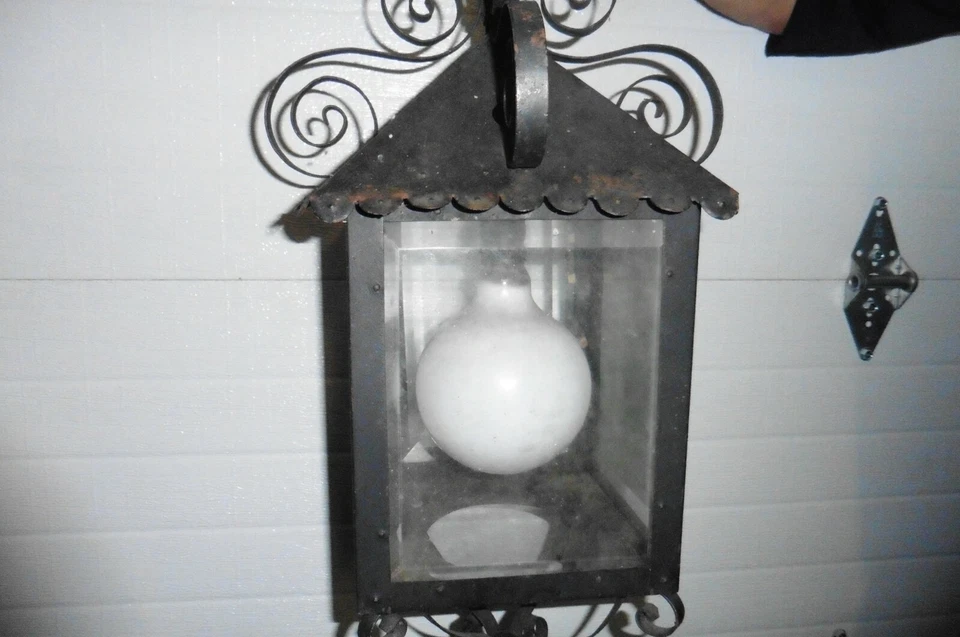 Lámpara de techo vintage de madera estaña colgante gótica victoriana trabajando hierro forjado Foto 4 de 4