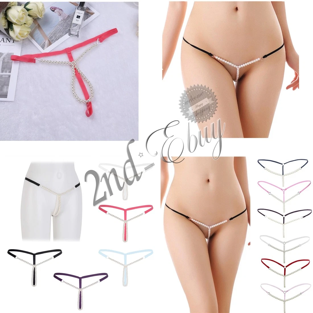 Sexy Women's Pearl Mini Massage G-String Thong Underwear Lingerie