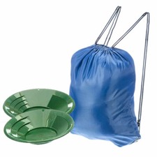 12"  10" Green Gold Pans with Blue Carrying Pack