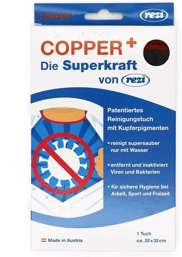 Copper Microfiber Cloth 32x32 Copper+ Antibacterial Chemical Free