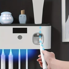 UV Light Sterilizer Smart Toothbrush Organizer Dispenser Wall Mounted Toothbrush