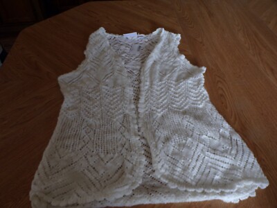 Girls Sz 14 White Crochet Sleeveless Shrug, Bolero Children's PlaceNWT 