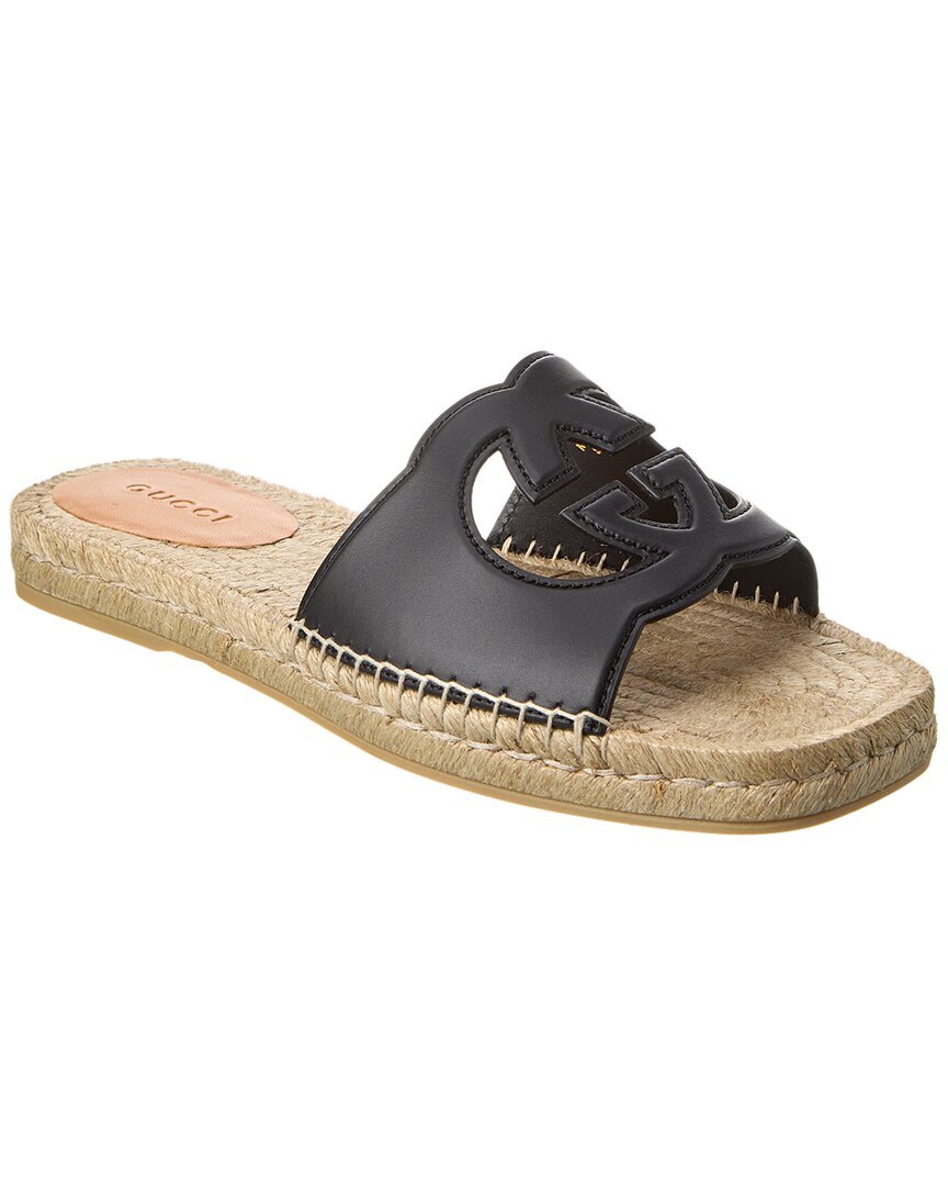 Кожаные сандалии Gucci с застежкой-молнией и вырезом G Мужские черные 8 72790₽