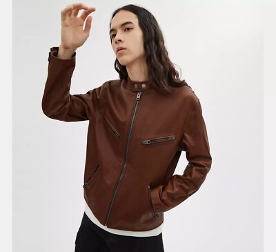 Coach Leather Racer Jacket - Brown - Unisex - Size L - RP £750