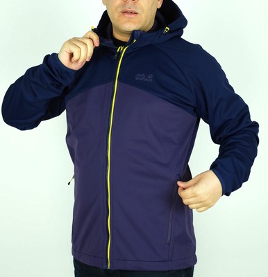 Herren Jack Wolfskin Softshell 1303101 prune lila atmungsaktiv leichte Wanderjacke
