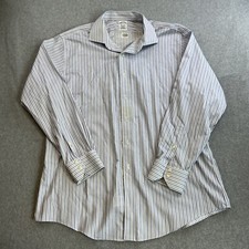 Brooks Brothers Shirt Mens 17-35 White Striped Regent Long Sleeve Button Up