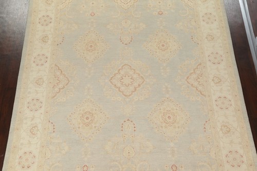 Geometric Oushak-Chobi Light Blue 9x12 Oriental Area Rug Handmade Wool Carpet - Picture 3 of 12
