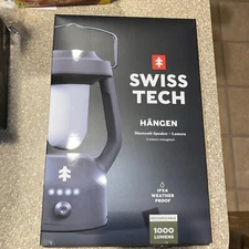 Swiss +Tech Hangen Bluetooth Speaker  Led Lantern 1000 Lumens New 2023 Camping