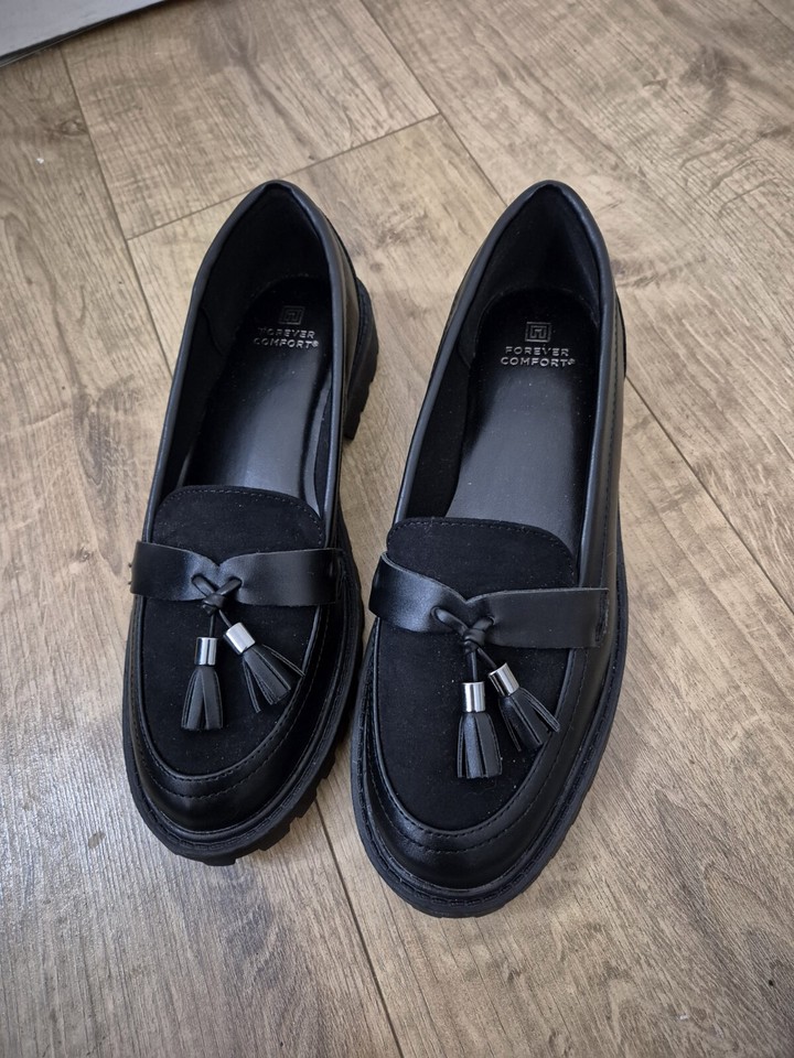 Ladies Size 3.5 Next Black Loafers Fabric Top / Leather Sides NWOT eBay