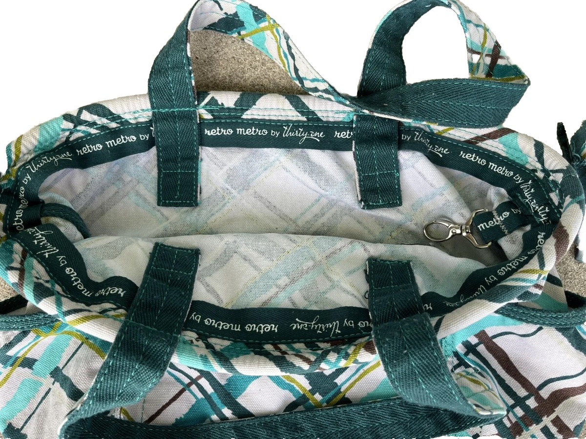 Thirty one Retro Metro Hobo tote bag matching Wallet canvas Sea