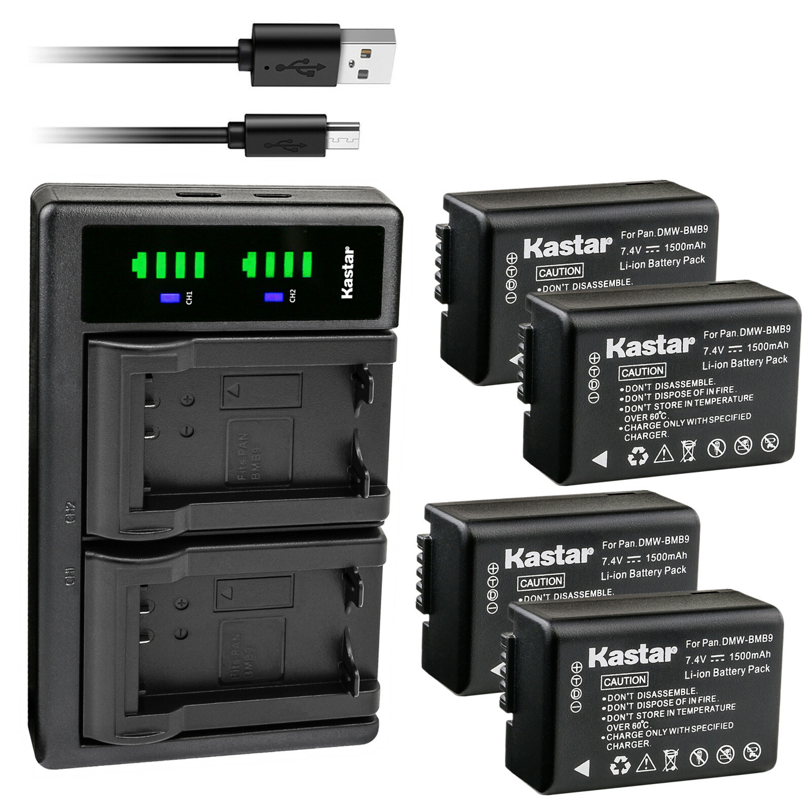 Kastar Battery LTD2 USB Charger for Panasonic Lumix DC-FZ80,