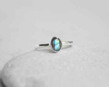 Solid 925 Sterling Silver Natural Labradorite Ring Gemstone Jewelry For Her K 75