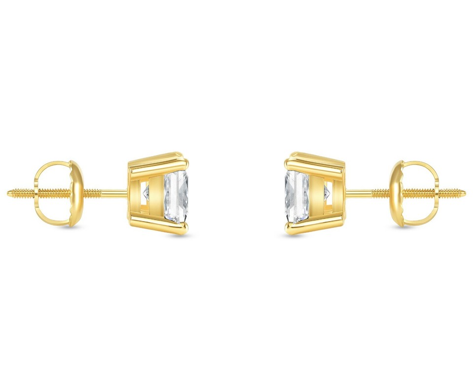 1 Ct Round Canary Created Diamond Earrings Real 14K Yellow Gold Martini