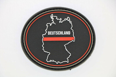 Klettpatch Rubberpatch oval ca. 7x6cm thin red line Deutschland Feuerwehr