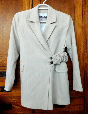 $475 (new) GANNI MELANGE SUITING BLAZER w BELT ~ 36 / 6 / M 