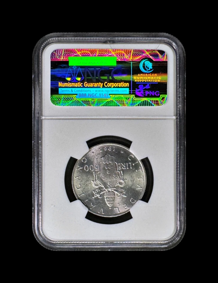 VATICAN CITY. 1963, 500 Lire, Silver - NGC MS63 - Paul VI, Papal Arms, Fleur - Image 4 of 4