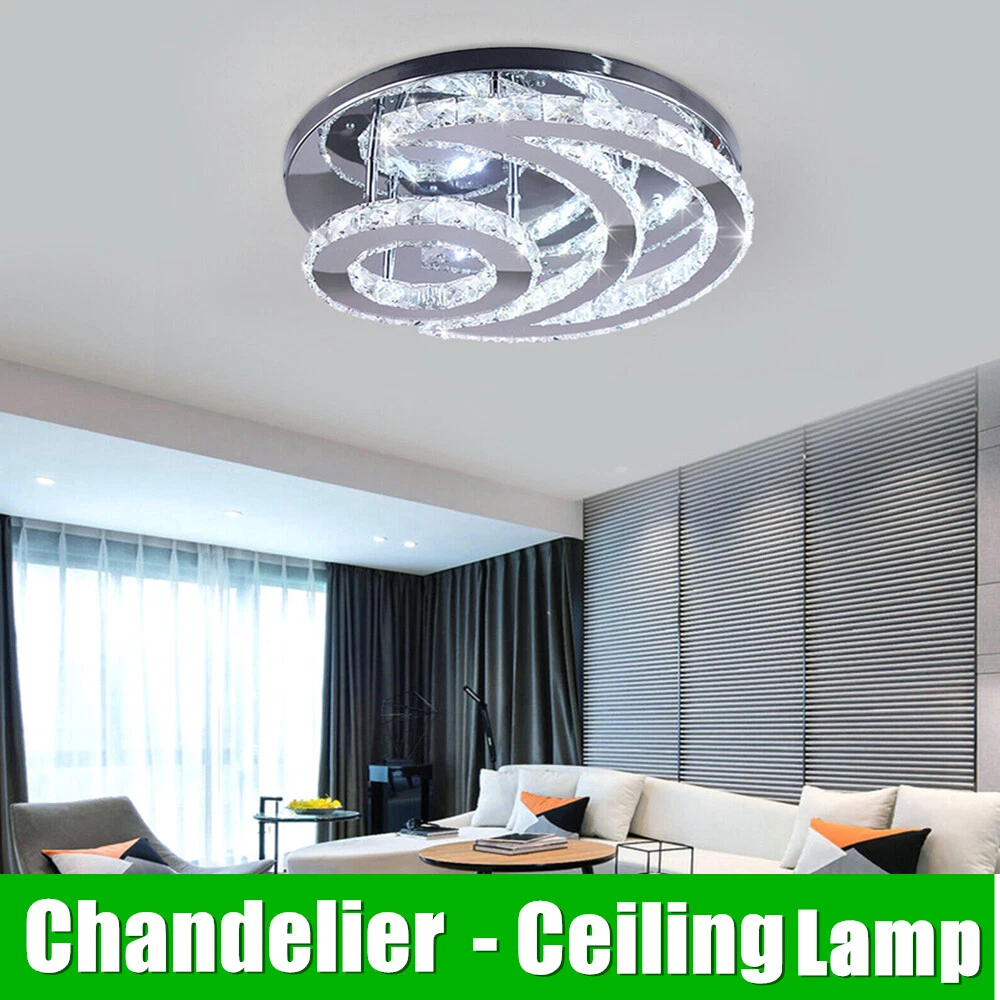 Moon Shaped Ceiling Pendant Lamp Modern Crystal LED Chandelier Lighting Fixture