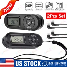2X Mini FM Radio Digital Portable Pocket LCD FM Radio Stereo USB w/ Earphones