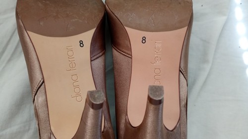 Size 8 Diana Ferrari Phoebe Bronze Brown Peep Toe Heels with spare heel tips - Picture 10 of 11