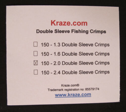 150 Pack Kraze Fishing Leader Double Crimps Sleeves Ferials Size 2.0mm USA Made - 第 1/2 張圖片