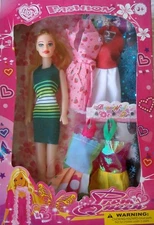 Pretty Girl Prom Queen Vogue Fashion Doll With Dresses # 63057 (Striped Green)