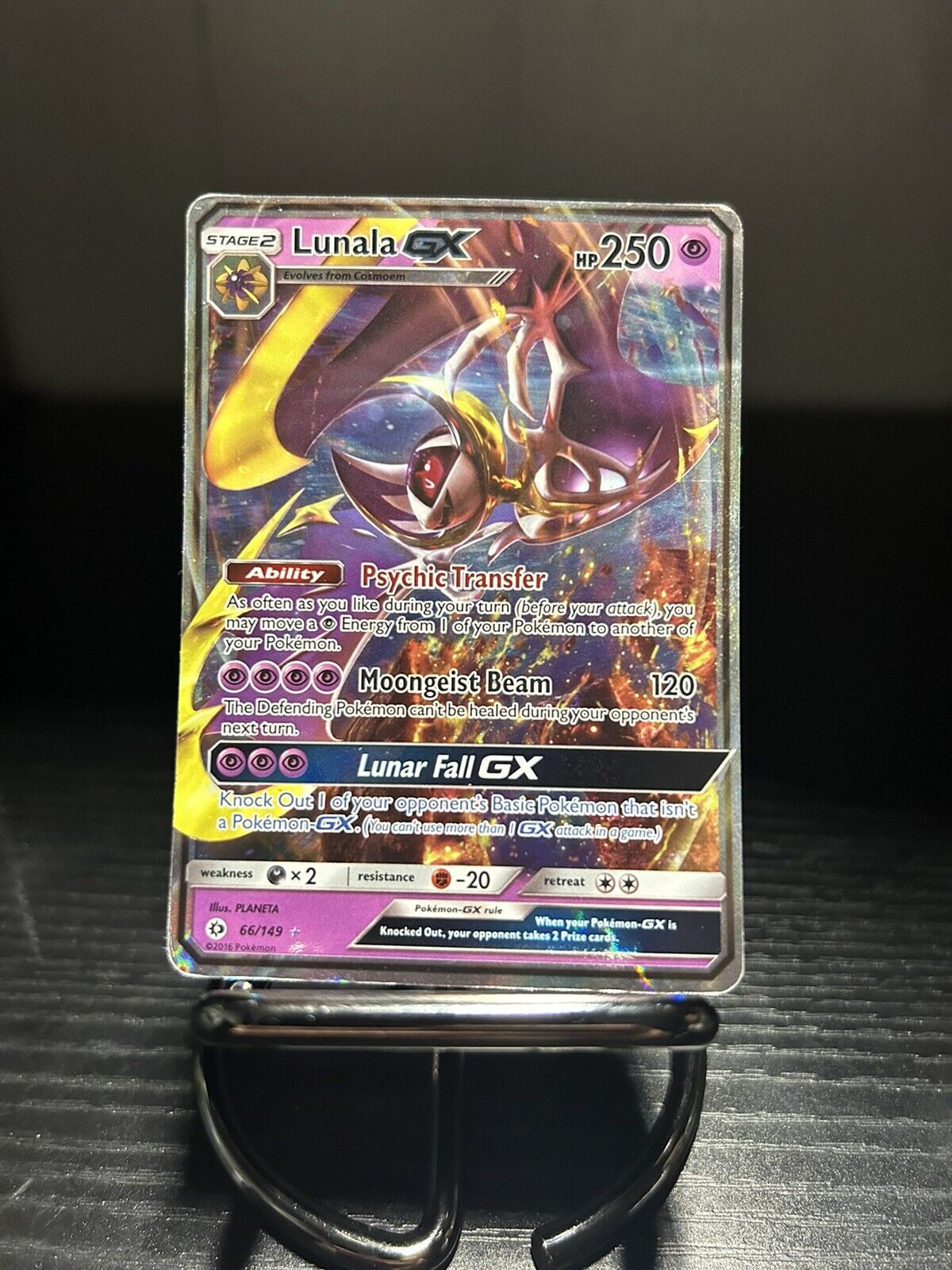 Pokemon Sun & Moon Base Set Ultra Rare Holo Lunala-GX #66