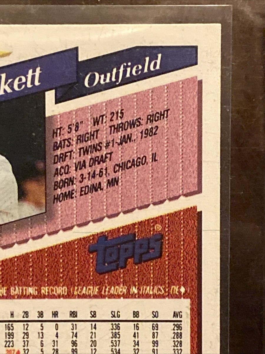 1993 Topps Kirby Puckett Twins 200 Birth Year Error HOLY GRAIL GEM