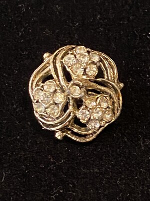 W.M.C.A. ( White Metal Casters Association) vintage white rhinestone brooch