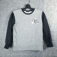 Nike Air Jordan Boys Sweatshirt Size Small Gray White Jump Men Logo Crewneck S