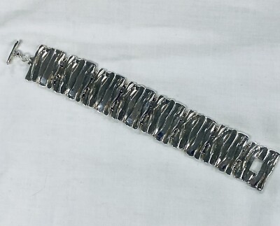 Hagit Gorali Sterling Silver Ripple Bracelet- Toggle Clasp- 7.25 