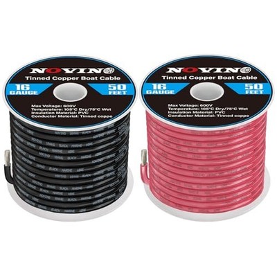 Marine Wire 16 AWG Marine Grade Wire Include 16 AWG 50FT Red & 16 Gauge 50 FT