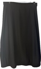 Eileen Fisher Stretch Crepe Lantern Skirt Size L /XL Black Washable Midi