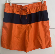 OP Swim Trunks Men's XL 40-42 Orange Blue Pockets Drawstring Mesh Lining