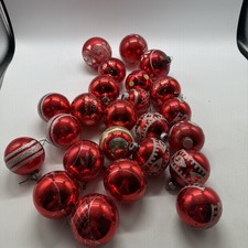 23 Vintage Silver Red Gold Glitter Mercury Glass Christmas Made In USA Ornaments