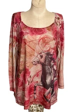 Style & Co Women's XL  Graphic Derby Horse  Floral  Blouse  Lightweight